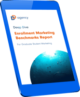 enrollment marketing benchmarks report cover in a tablet