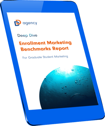 enrollment marketing benchmarks report cover in a tablet