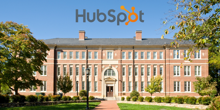 photo of university with hubspot logo on top